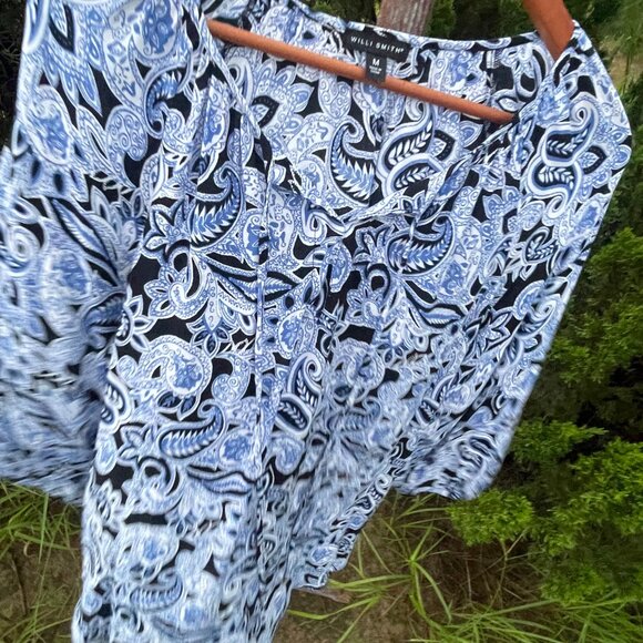 Women's Medium Will Smith Blue Paisley Tunic - Picture 7 of 16